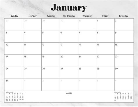 Aesthetic Printable Calendar 2021