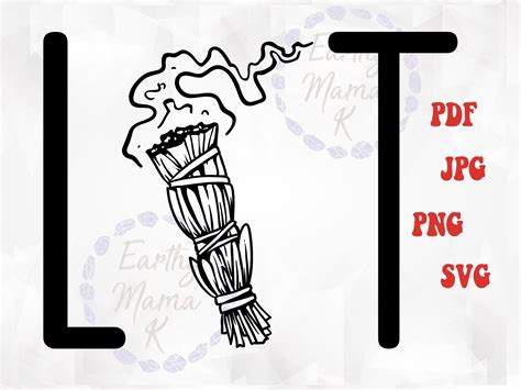 Lit Sage Burning Witchy Smudge Smudging Witch Earthy Natural Svg Pdf