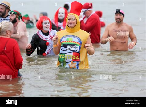 Southend On Sea Uk 26th Dec 2018 Swimmers Many In Fancy Dress
