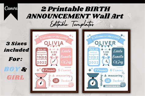 Baby Birth Announcement Template Grafik Von Soft Touch · Creative Fabrica