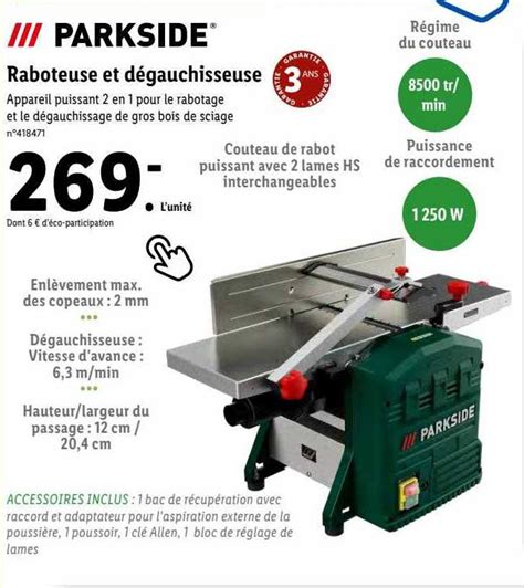 Promo Raboteuse Et D Gauchisseuse Parkside Chez Lidl Icatalogue Fr