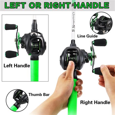 Fishing Rod & Reel Combo 6ft-Right Handle Baitcaster Superpolymer Green ...