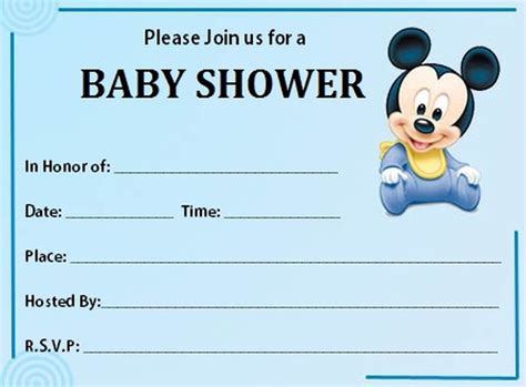 Free Printable Mickey Mouse Baby Shower Invitation Template Free