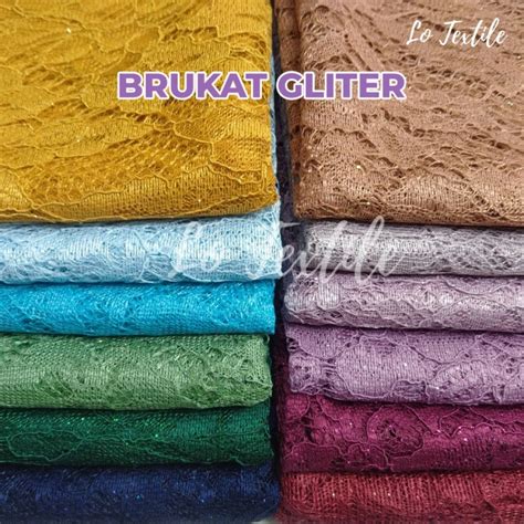 Jual Kain Brokat Kebaya Brukat Gliter Meteran Premium 1 Meter Bahan