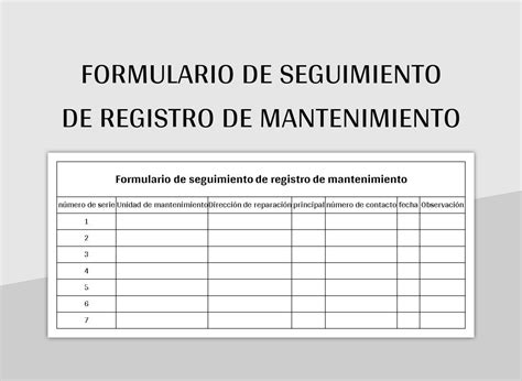 Plantilla De Excel Formulario De Seguimiento De Registro De