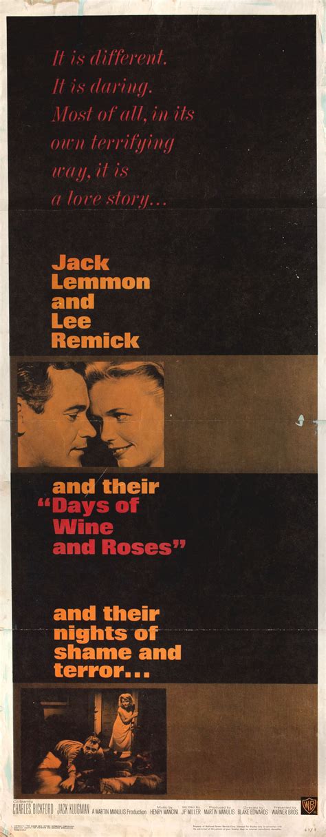 Days Of Wine And Roses Original 1958 Us Insert Movie Poster