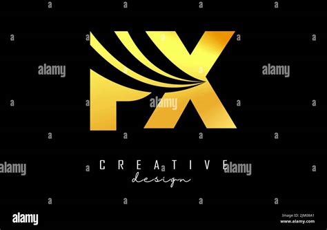 Creative Golden Letter Px P X Logo With Leading Lines And Road Concept