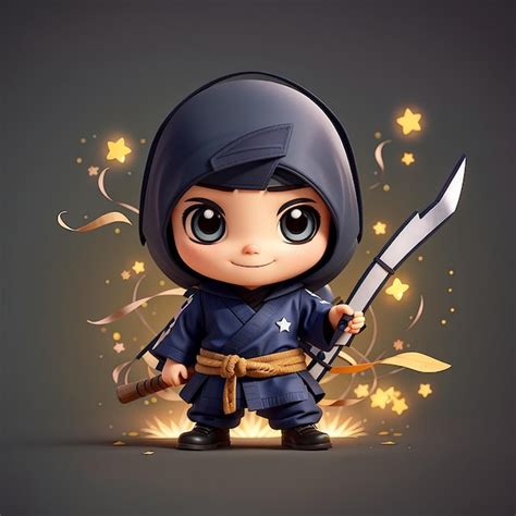 Lindo Dibujo De Ninja Shuriken Con Palo Dibujos Animados Icono