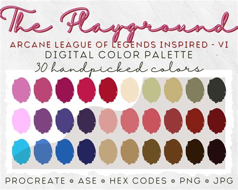 The Playground Color Palette Arcane Lol Inspired 30 Swatch Etsy