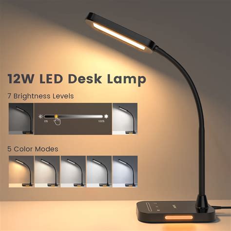 Led Desk Lamp Lastar 12w Flexible Gooseneck Table Lamp Office Desk Light With Night Light Usb