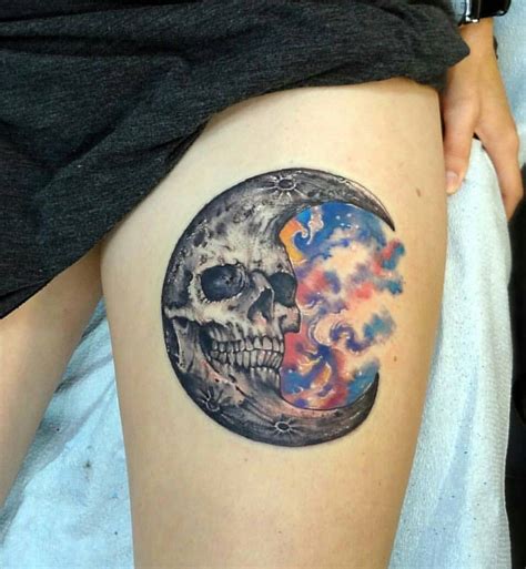 Skull Moon Tattoo Designs