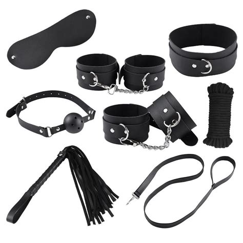 Bondage Set Handcuffs Whip Eyemask Neck Collar Rope Sex Restraining