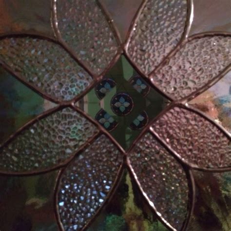 Clear Iridescent Beveled Stained Glass Geometric Starburst Etsy