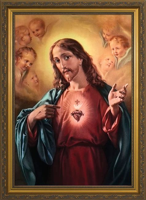 Sacred Heart Of Jesus Surrounded By Angels Framed Art Nelson Ts Wholesale