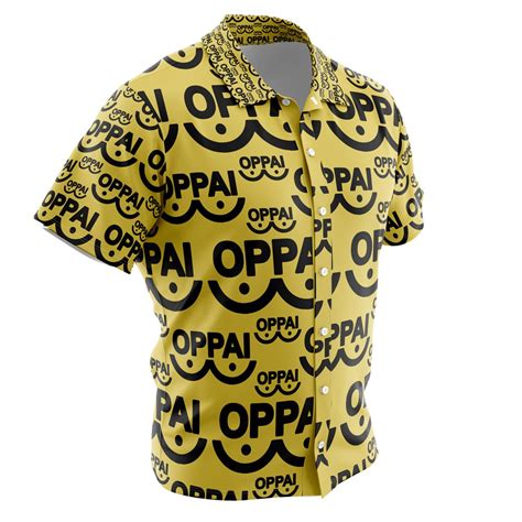 Saitama Oppai One Punch Man Button Up Hawaiian Shirt Anime Ape