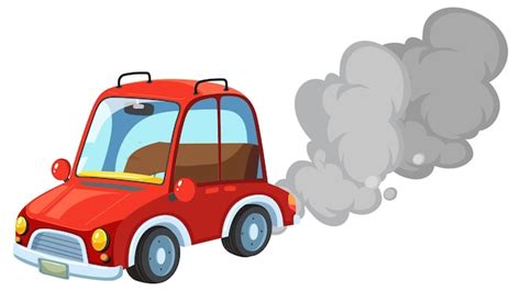 Caricatura Coche De Poca Con Humo Vector Premium