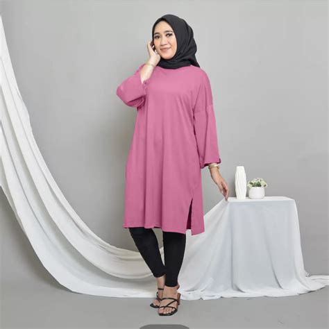 Jual GR TUNIK BASIC OVERSIZE POLOS DRESS OVERSIZE KAOS POLOS BASIC MIDI