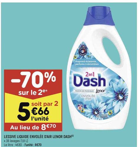 Offre Lessive Liquide Envolée D air Dash 2 En 1 Lenor chez