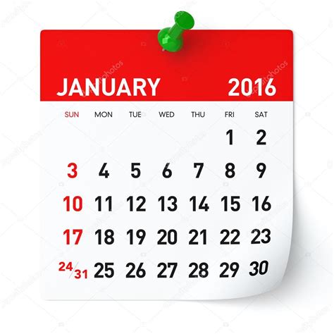 January 2016 Calendar — Stock Photo © Klenger 81379964