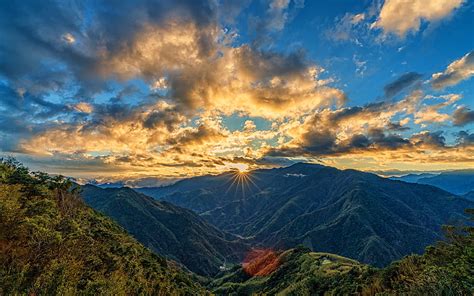 Taiwan Sunset Mountains Beautiful Nature Forest Thai Nature