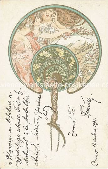 Litho Alphonse Mucha 1901 Wiener Werkstätte Postkarten