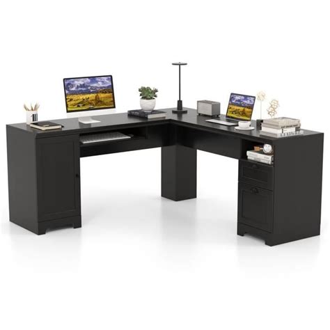 COSTWAY Bureau Informatique En Forme L Table DOrdinateur D Angle Avec