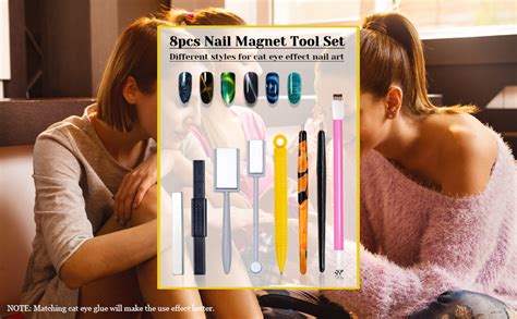 8pcs Nail Magnet Tool Set Nails Double Head Flower Design