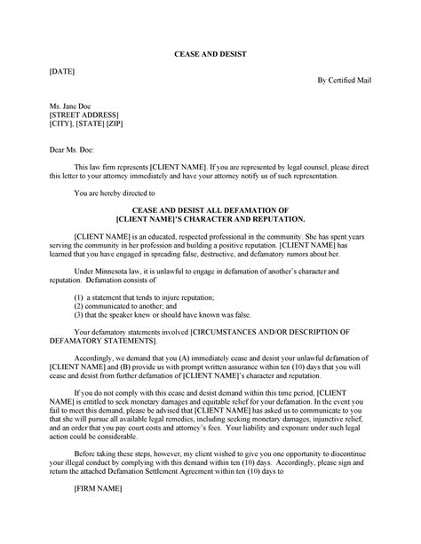 Example Of A Cease And Desist Letter For Your Needs Letter Template Collection