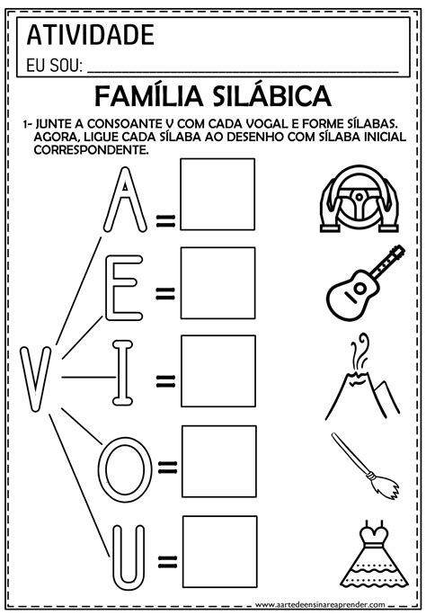 Atividade Familia Silabica V - ATIVIDADE PRONTA - FAMÍLIA SILÁBICA V - A Arte de Ensinar e Aprender
