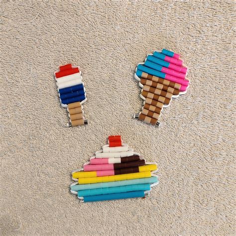 Pixel Art Pretend Play Food Banana Split Ice Cream Cone Popsicle