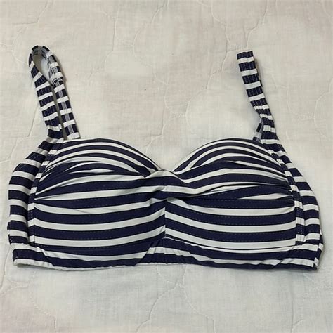 Swim Navy White Striped Bikini Top Medium Poshmark