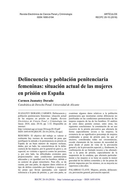 PDF Delincuencia y población penitenciaria femeninas criminet ugr