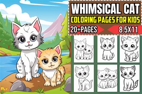 1 Whimsical Cat Coloring Pages For Kids Designs & Graphics