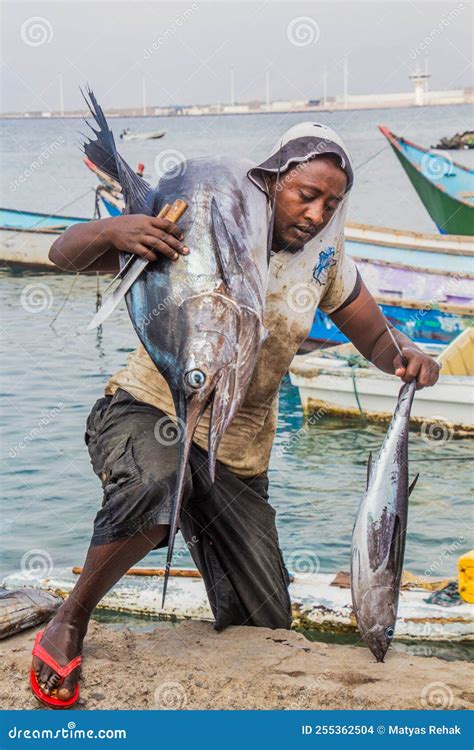 Tadjoura Djibouti April Fisherman With His Catch In The