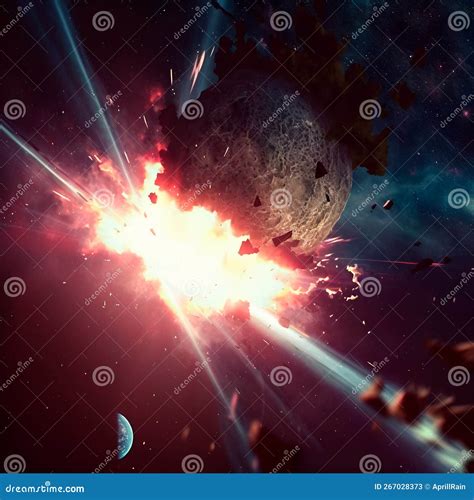 Meteor Strike. Explosion in Space Stock Illustration - Illustration of ...