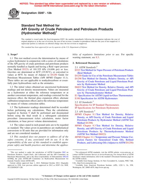 Astm D B Standard Test Method For Api Gravity Of Crude Petroleum