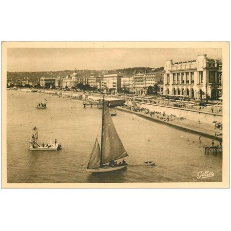 carte postale ancienne 06 NICE Les Hôtels et Plongeoir en mer 1934