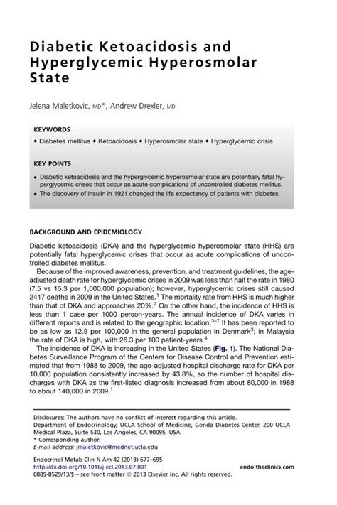 Pdf Diabetic Ketoacidosis And Hyperglycemic Hyperosmolar State