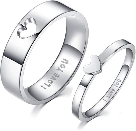 Lavumo Matching Heart Promise Rings For Couples I Love You Engagement