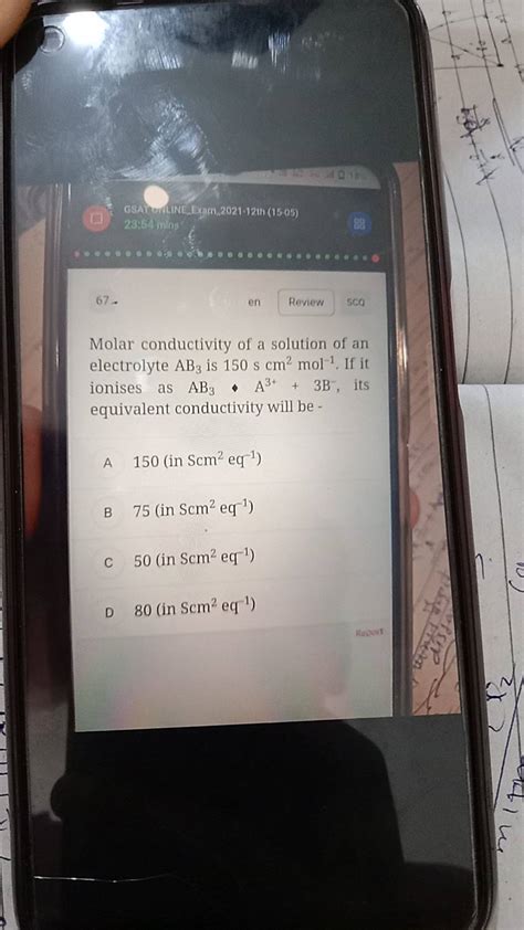 Molar Conductivity Of A Solution Of An Electrolyte AB3 Is 150 S Cm2 Mol