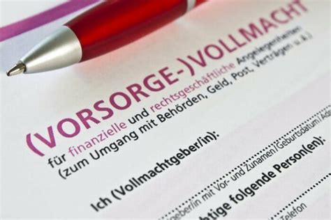 Vorsorge Vollmacht Vollmacht Muster