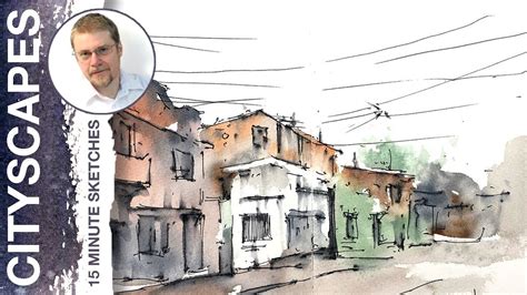 Ink Pen Street Sketching Watercolor Cityscape Tutorial Youtube