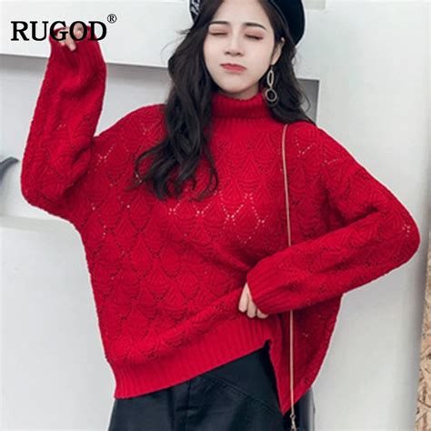 Rugod Fashion Female Turtleneck Pullovers 2018 Autumn Casual Solid Batwing Sleeve Knitted