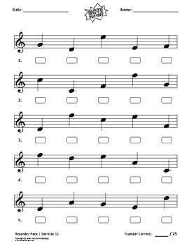 Recorder Note Reading Music Exercises By Notebusters Tpt