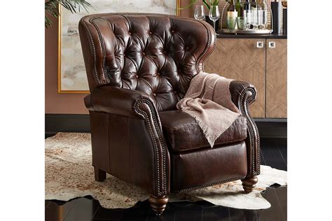 Arthur Chesterfield Leather Tufted Wingback Recliner Chair