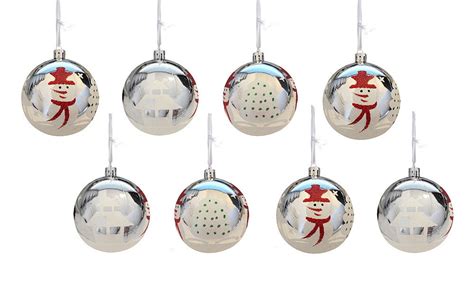 Christbaumkugeln Silber Schneemann St Ck Weihnachtskugeln Set