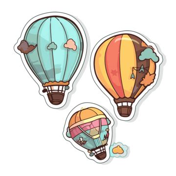 Air Balloon Vector Sticker Clipart Green Hot Air Balloon Floating In