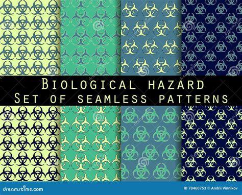 Set Of Seamless Patterns With Biohazard Symbol Vector Illustration