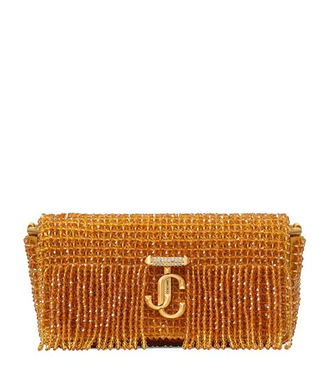 Womens Jimmy Choo Orange Mini Crystal Embellished Avenue Shoulder Bag