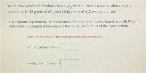 Solved When Grams Of A Hydrocarbon Cxhy Were Burned Chegg